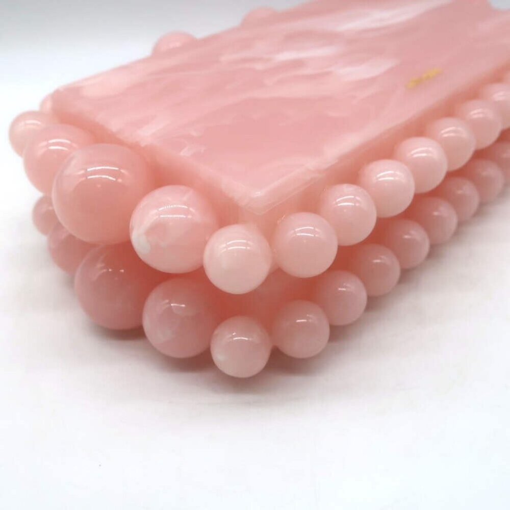 Cult Gaia Eos Box Clutch Pearlescent Pink Acrylic NEW - Picture 8 of 12